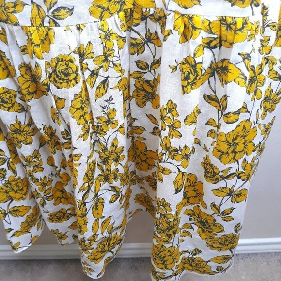 Christy Lynn Linen Floral One Shoulder Midi Dress 0 Yellow Party Wedding Event - Picture 6 of 11